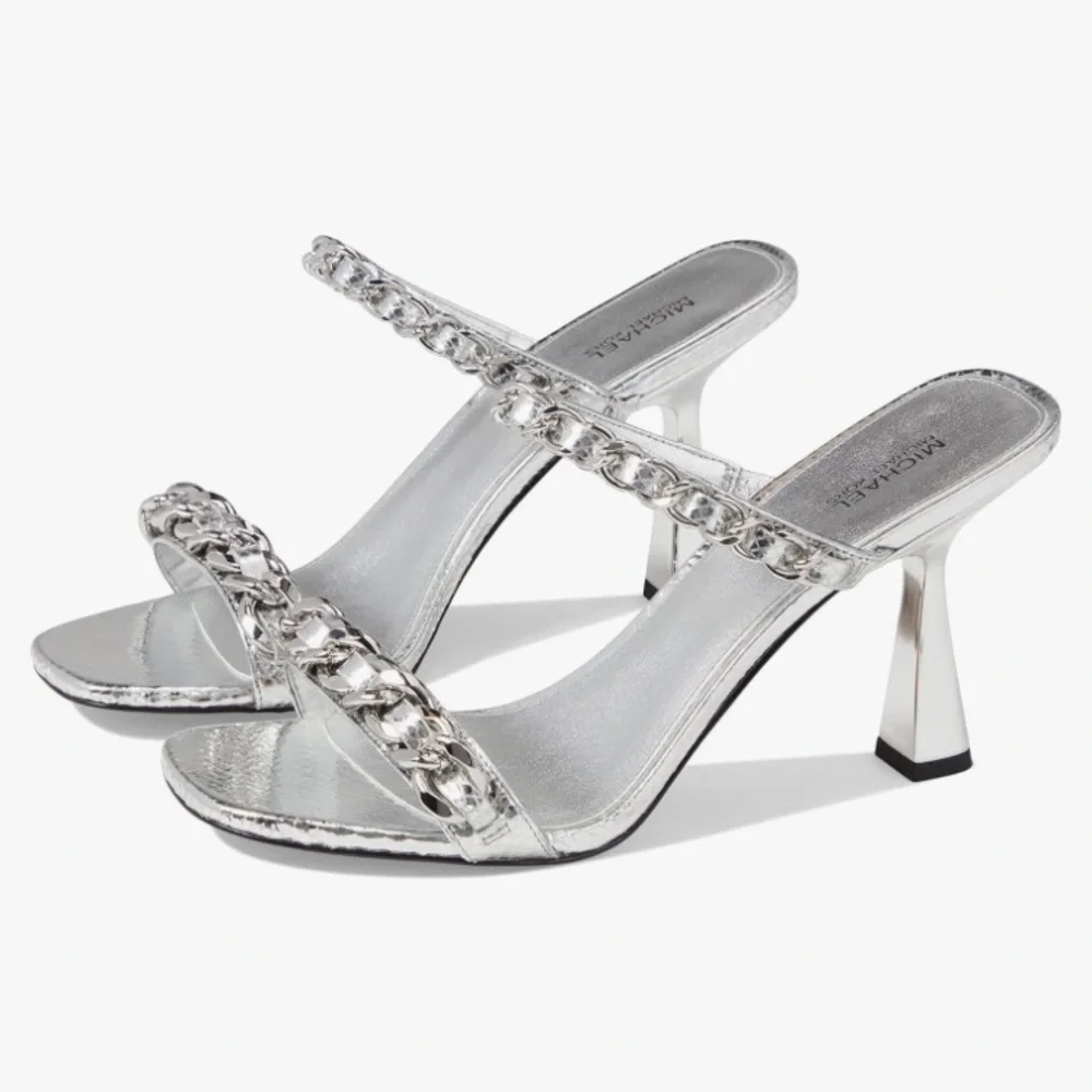 New MICHAEL KORS Clara Embellished Leather Sandals